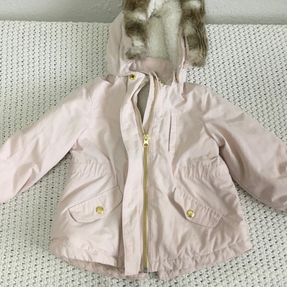 H&M WARM WINTER JACKET SIZE 1 1/2 - 2YR LIGHT PINK/CREAM COLOR